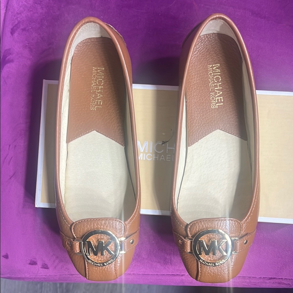 Michael Kors Brown Loafers with Gold Logo